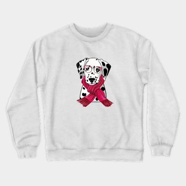 Dalmatian with scarf Crewneck Sweatshirt by FLCupcake